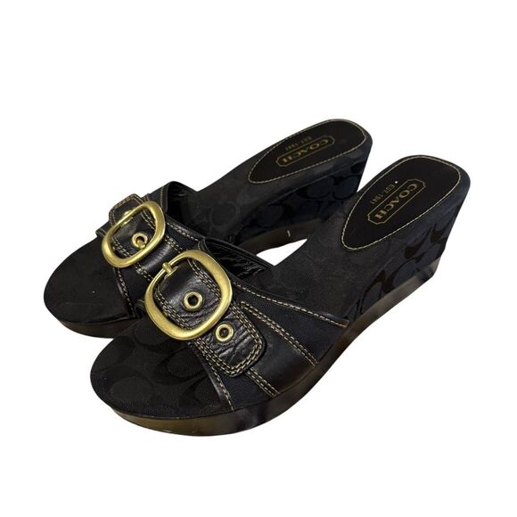 Black Coach Logo Gretta size 9.5 sandal - Picture 1 of 5